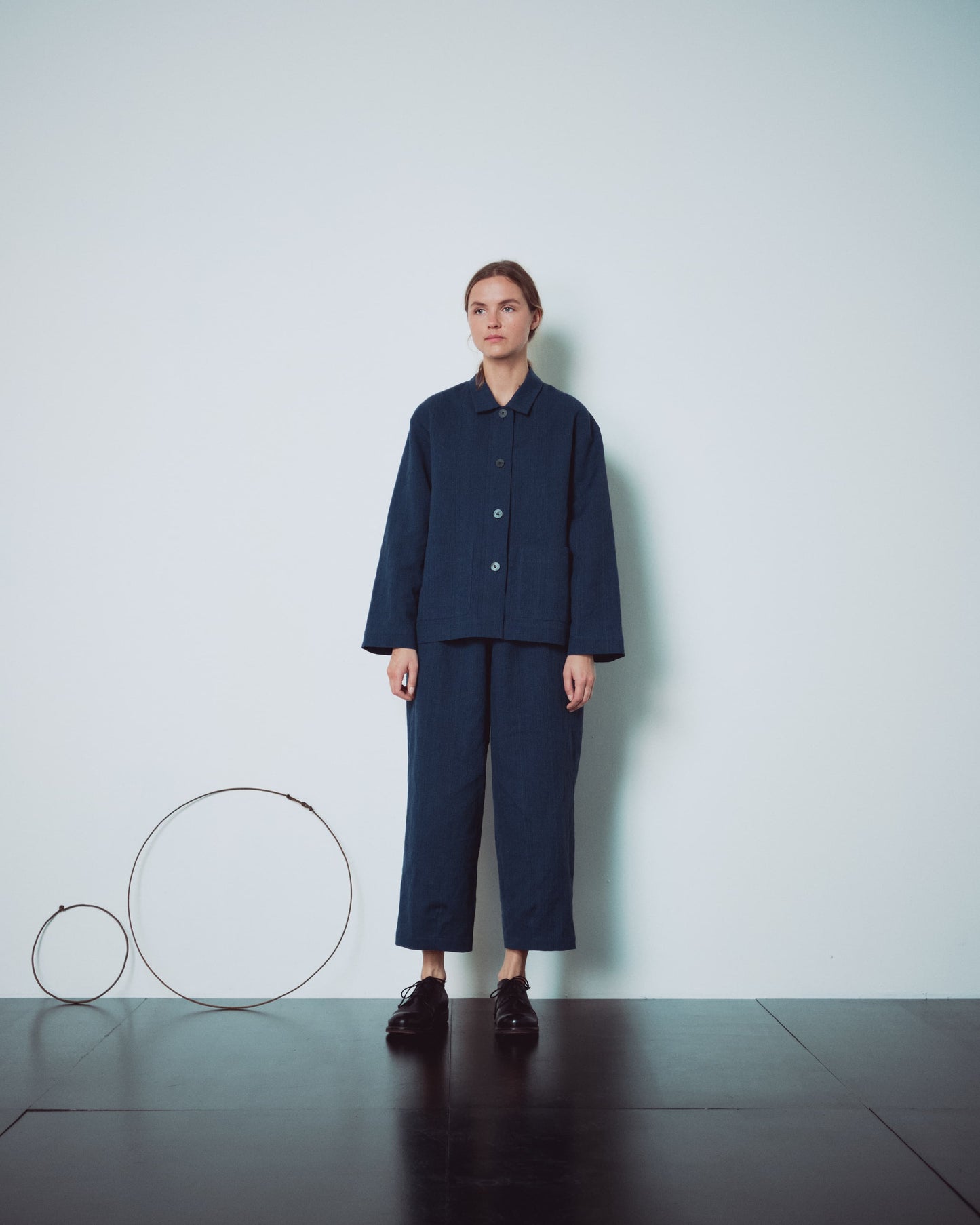 Indigo Gingham Back Pockets Pants
