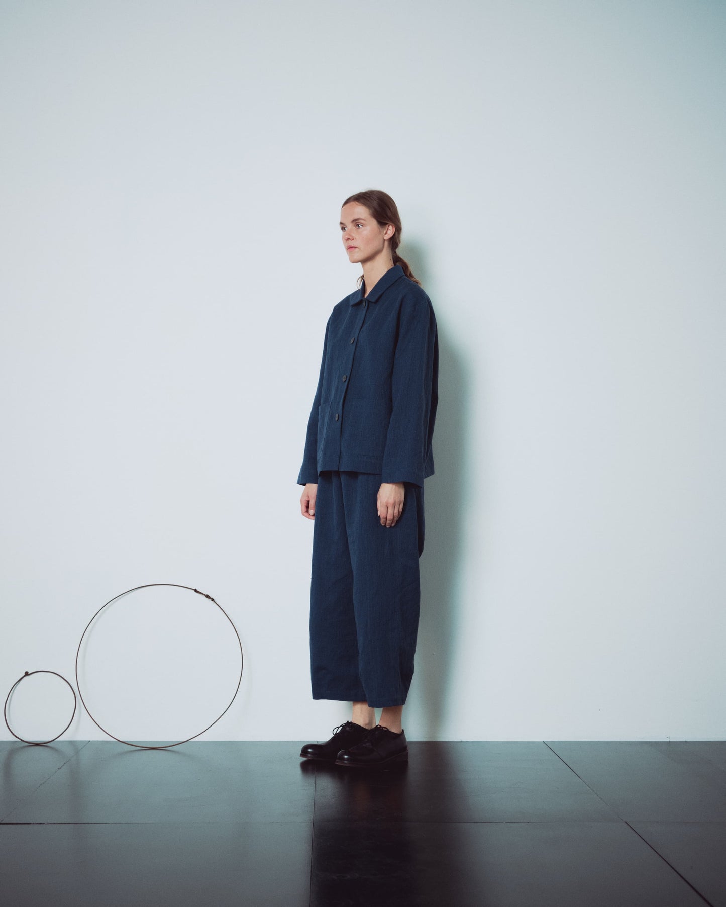 Indigo Gingham Jacket With Pockets