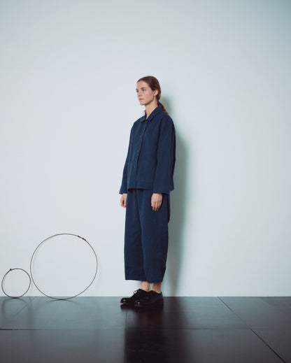 Indigo Gingham Back Pockets Pants