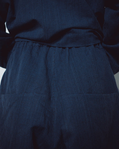 Indigo Gingham Back Pockets Pants