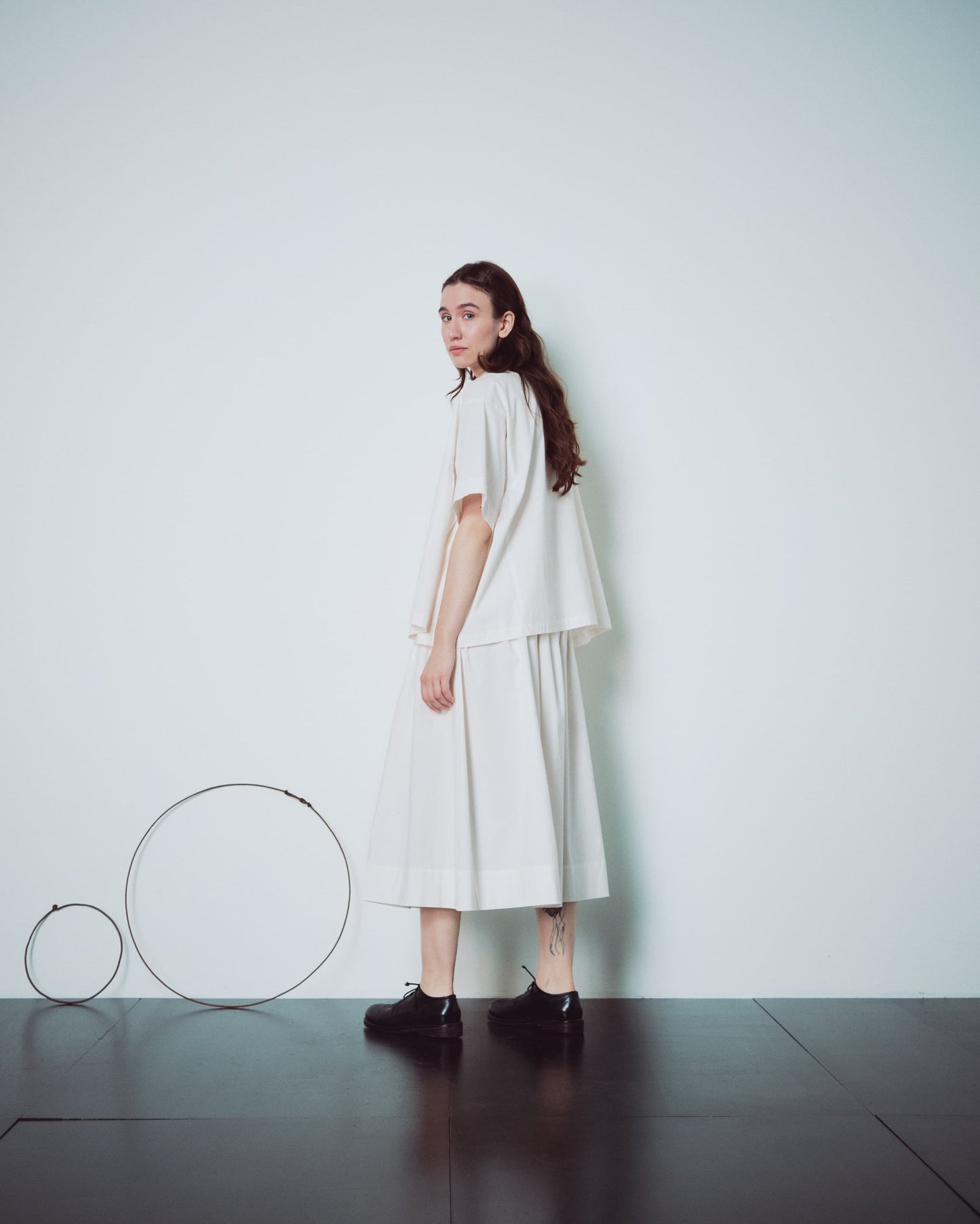 Cream White Side Gathers Top
