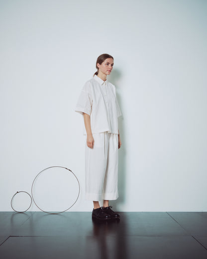 Cream White Cuffed Hems Pants