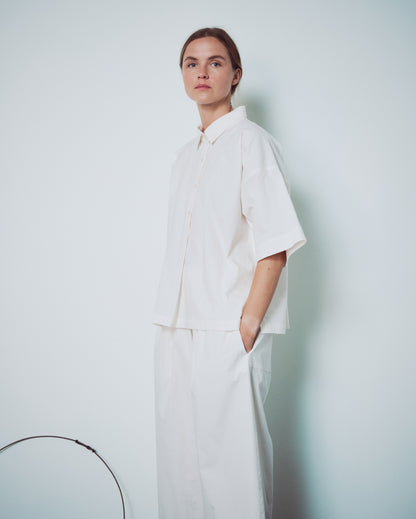 Cream White Cuffed Hems Pants