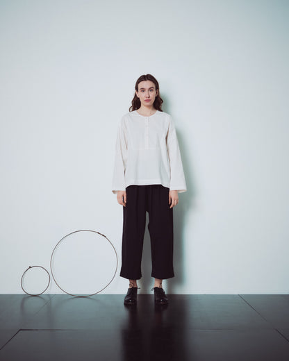 Cream White Collarless Shirts
