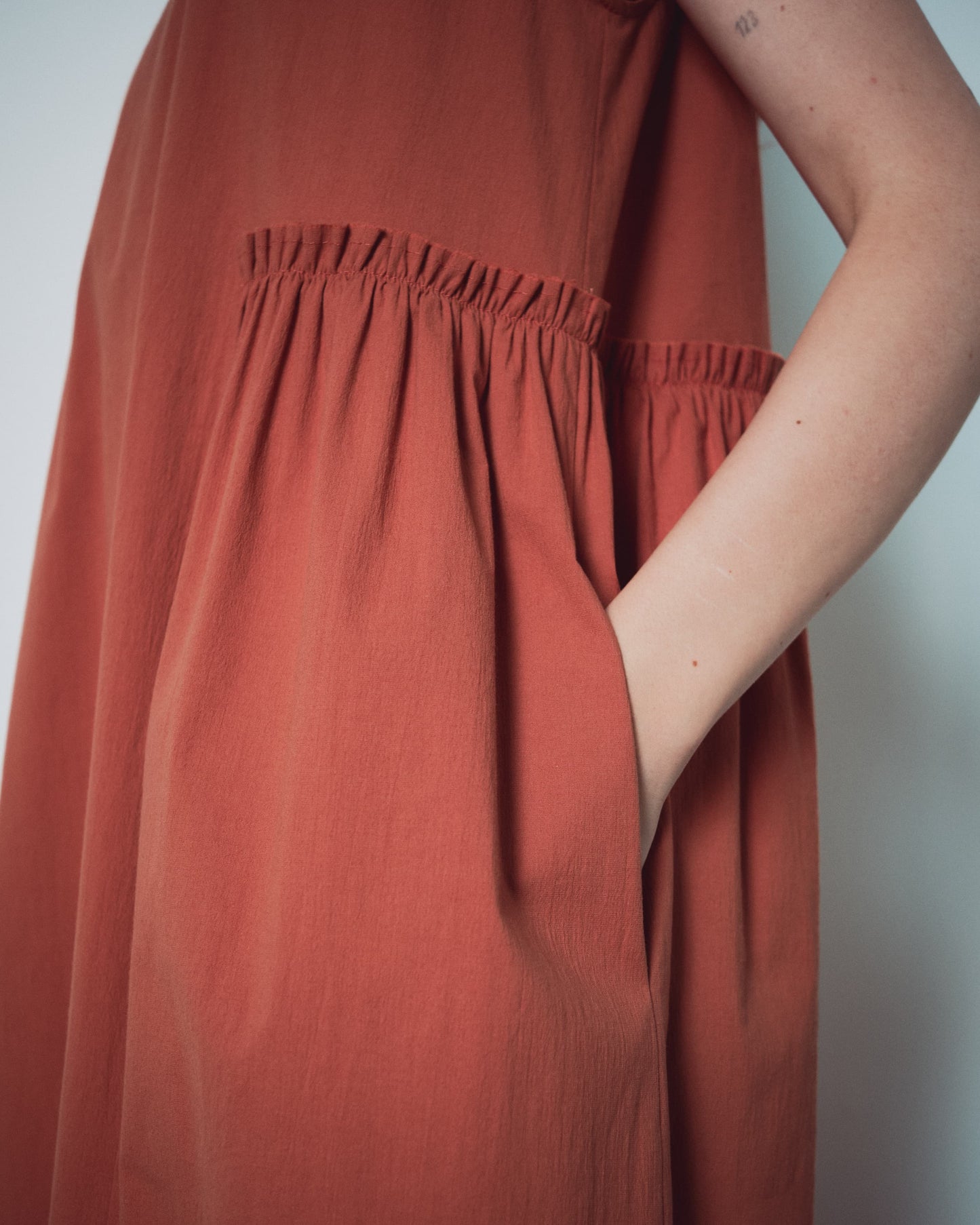 Coral Side Gathers Dress