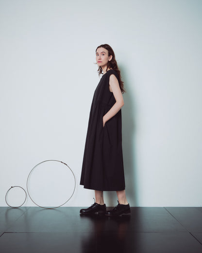 Black Side Gathers Dress