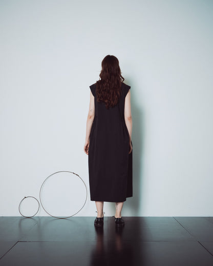 Black Side Gathers Dress