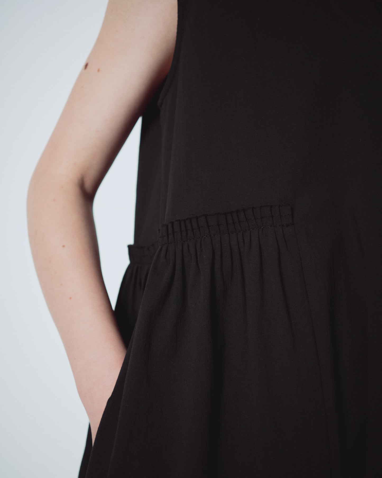 Black Side Gathers Dress