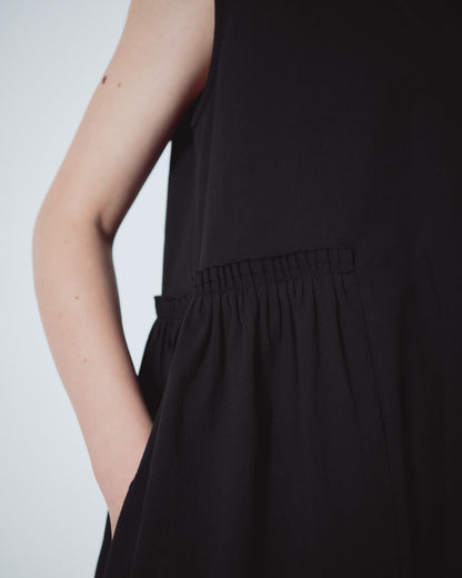 Black Side Gathers Dress