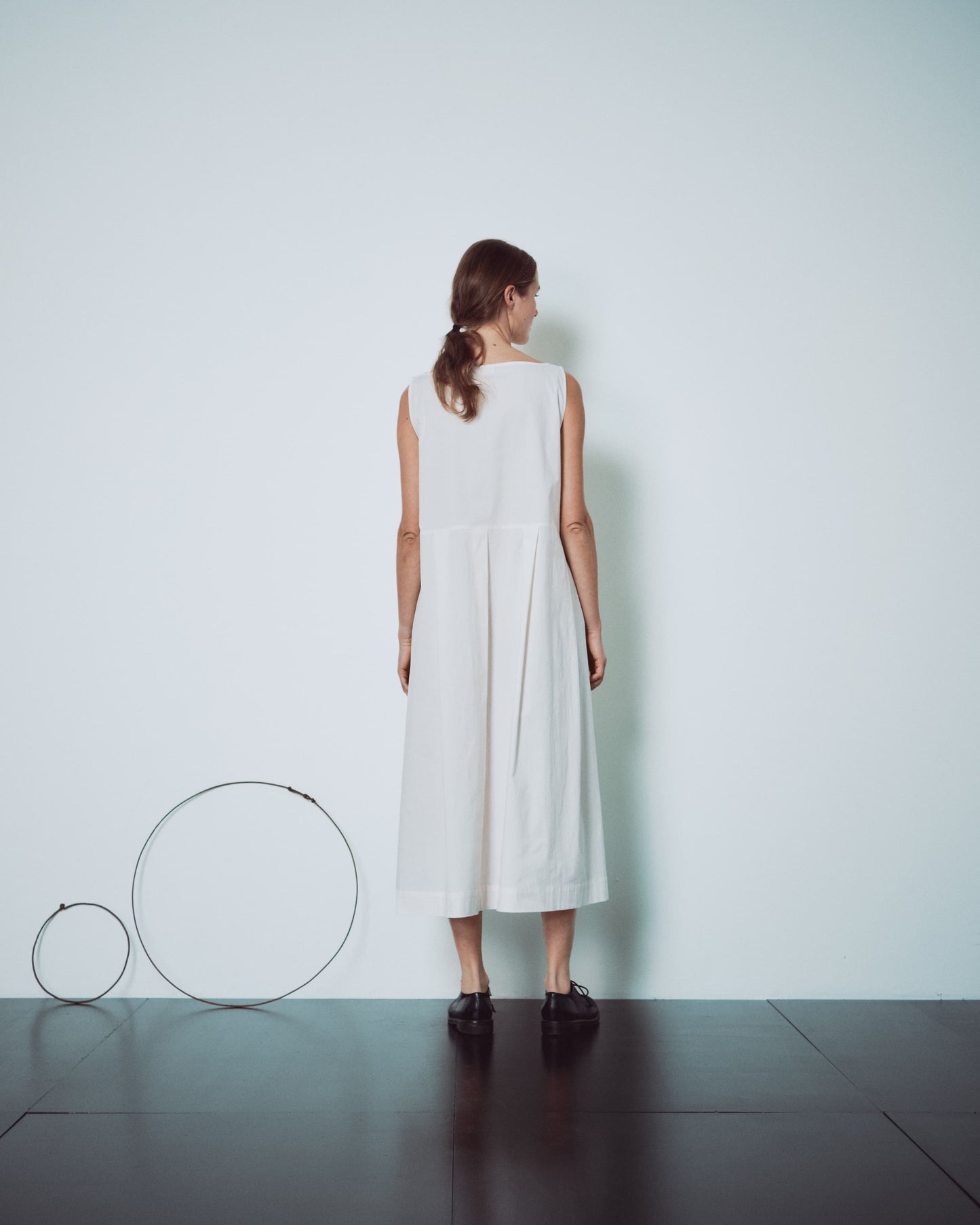 Cream White Pleated Sleeveless Dress