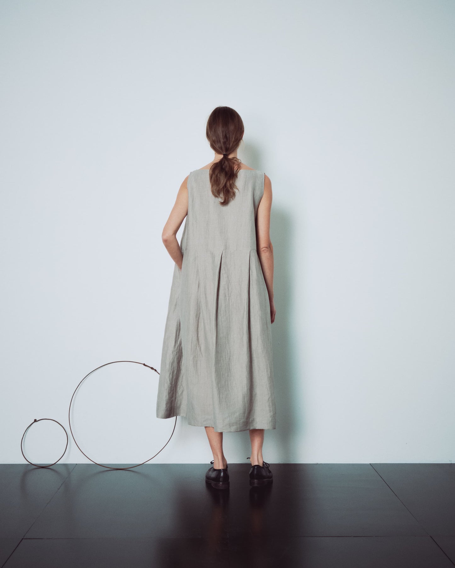 Light Grey Pleated Sleeveless Dress