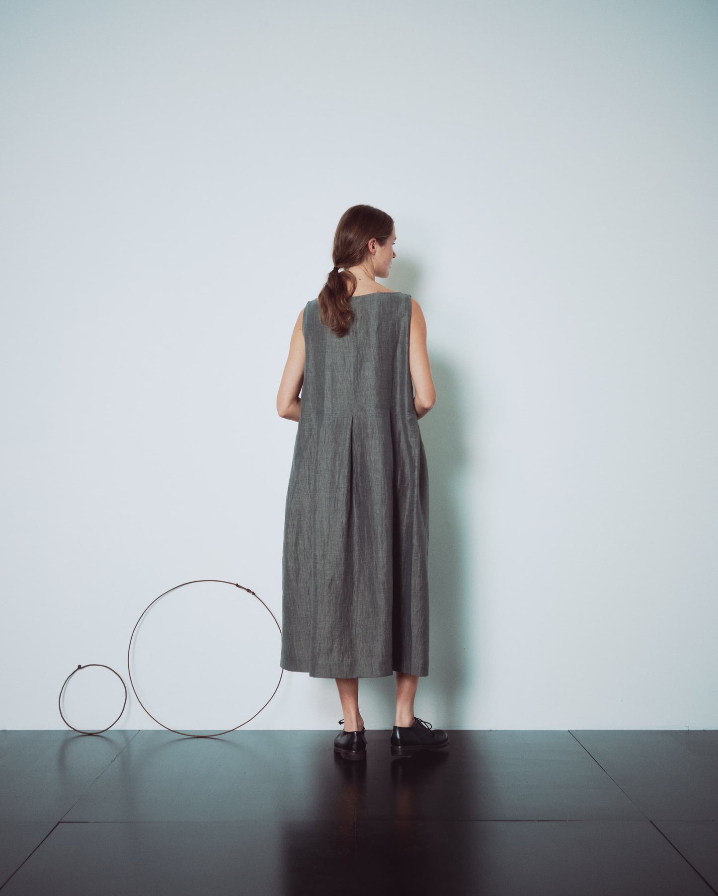 Dark Grey Pleated Sleeveless Dress