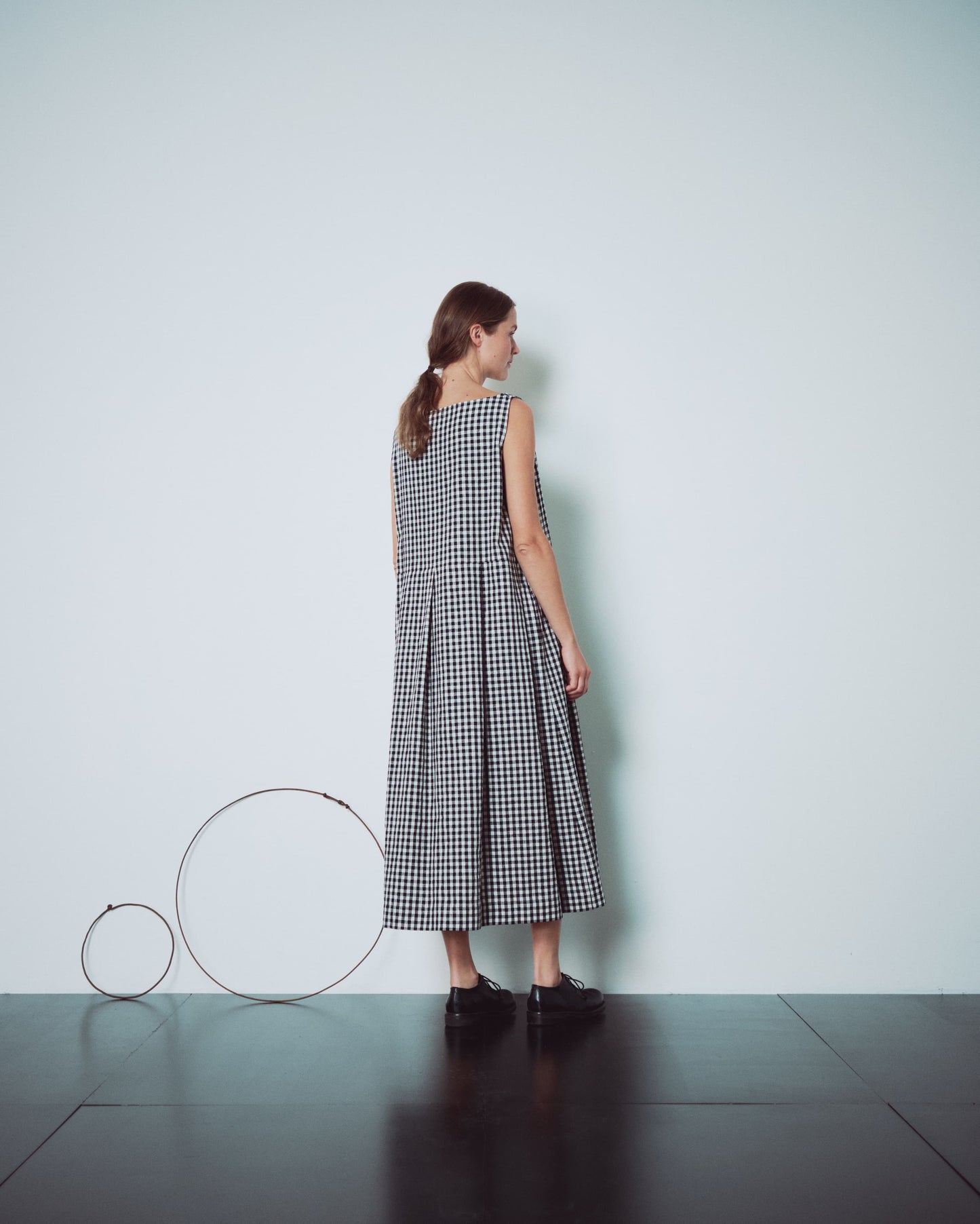 Checked Pleated Sleeveless Dress