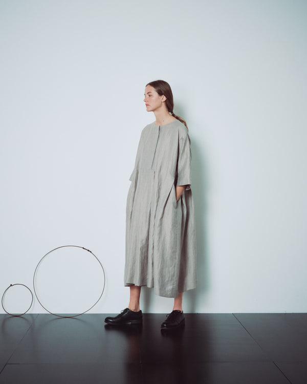 Light Grey Hidden Buttons Dress
