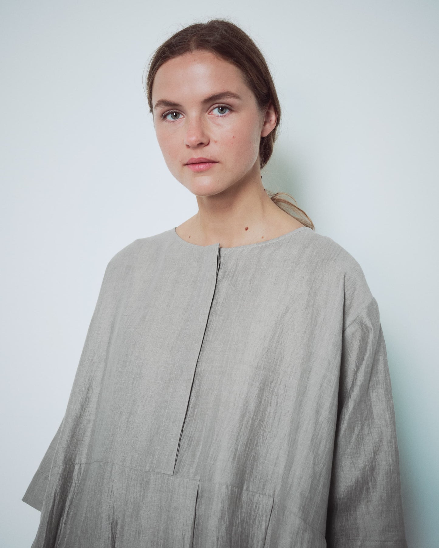 Light Grey Hidden Buttons Dress