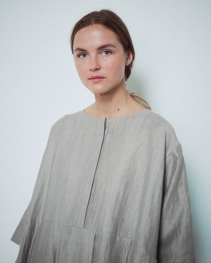 Light Grey Hidden Buttons Dress