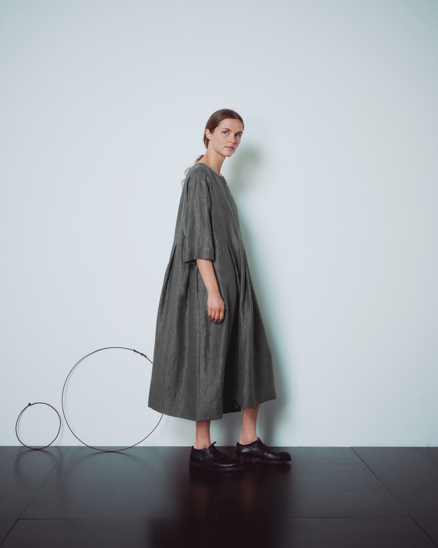 Dark Grey Hidden Buttons Dress
