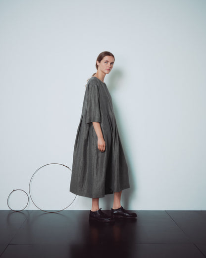 Dark Grey Hidden Buttons Dress