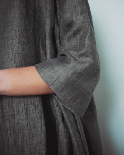 Dark Grey Hidden Buttons Dress