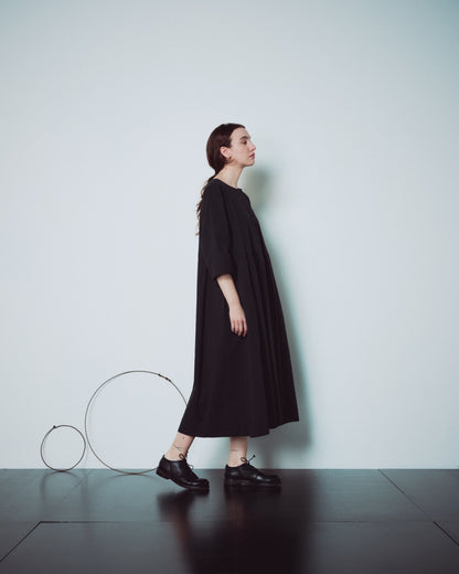 Black Hidden Buttons Dress