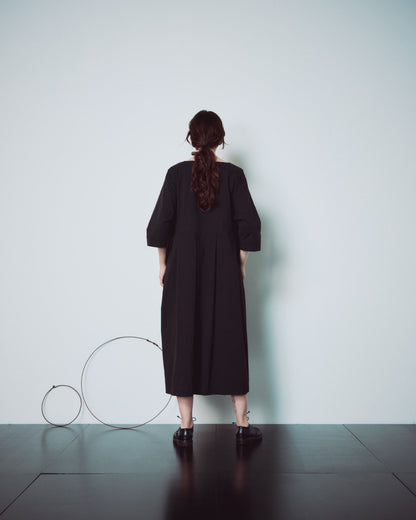 Black Hidden Buttons Dress
