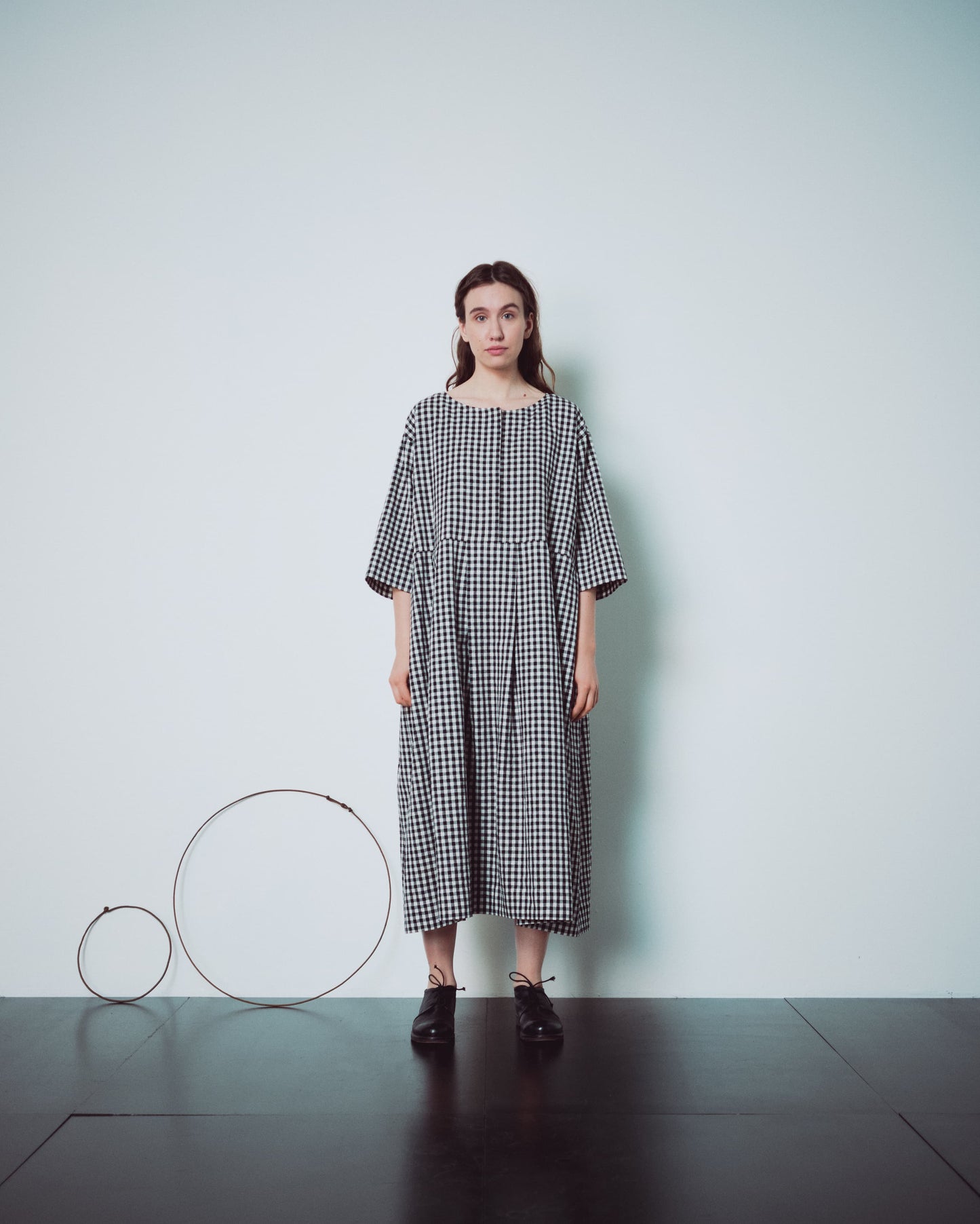 Checked Hidden Buttons Dress