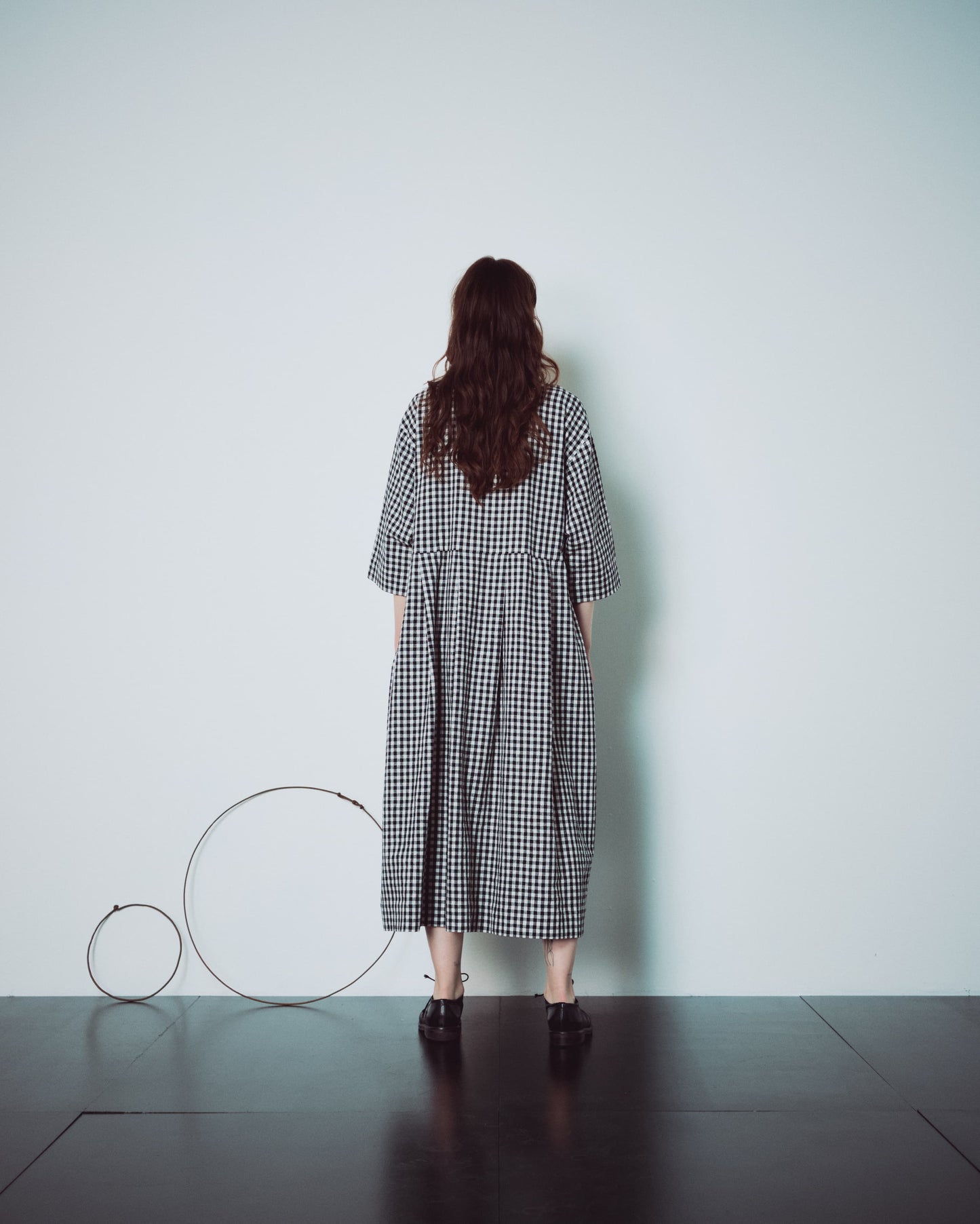 Checked Hidden Buttons Dress