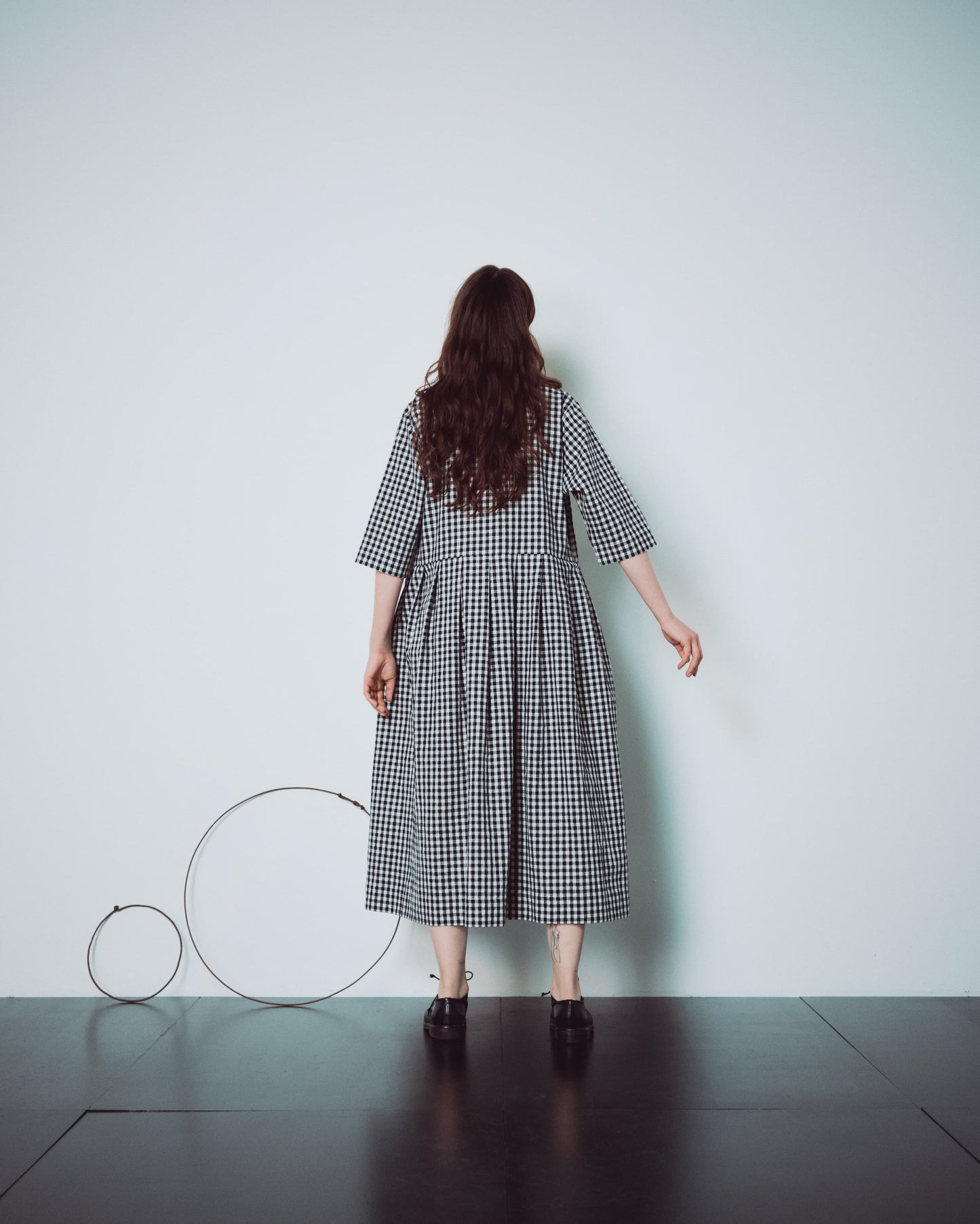 Checked V Neckline Dress