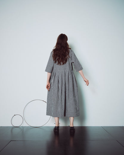 Checked V Neckline Dress