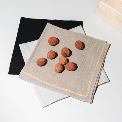 Ribbon-frame handkerchief | Beige