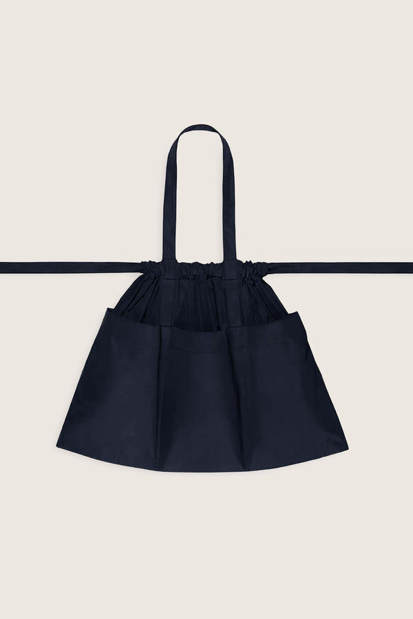 Drawstring Tote Back L Navy