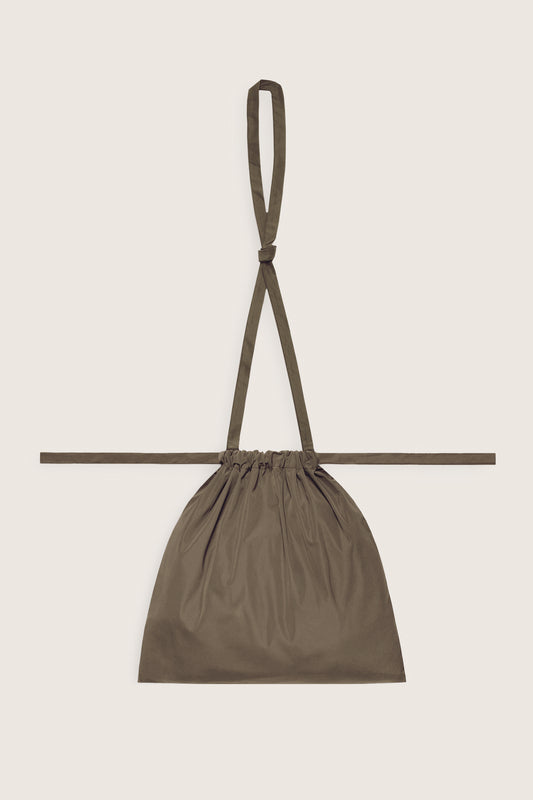 Drawstring Bag with Strap S 35 Taupe