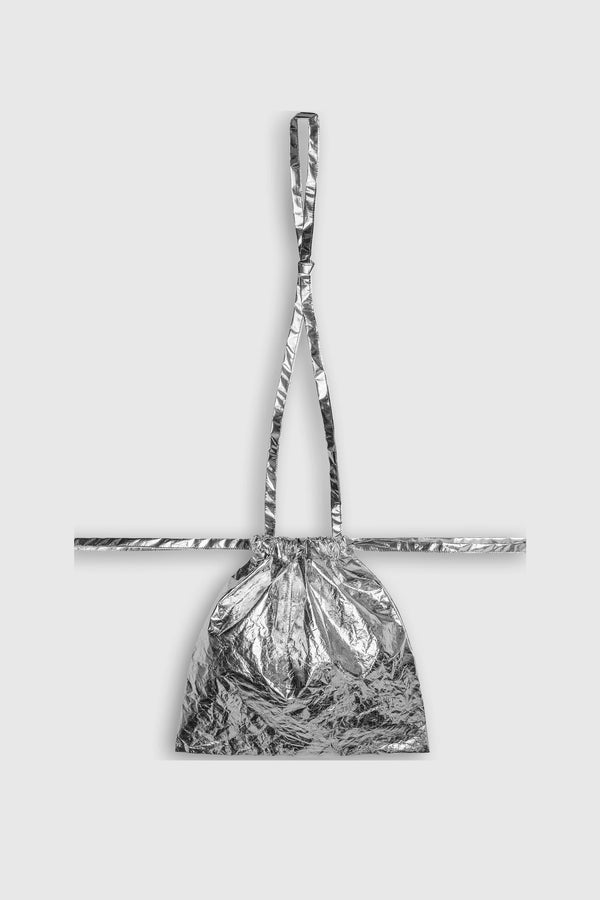 Drawstring Bag with Strap SS 30 Silver
