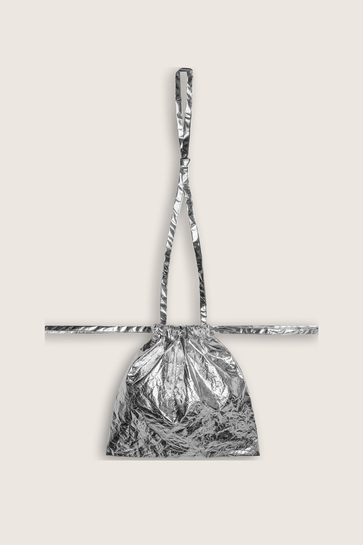 Drawstring Bag with Strap SS 30 Silver