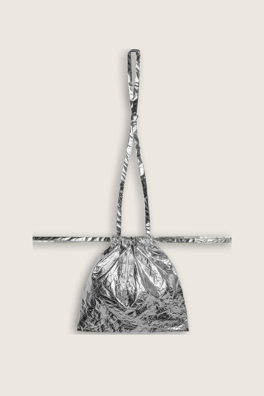 Drawstring Bag with Strap SS 30 Silver