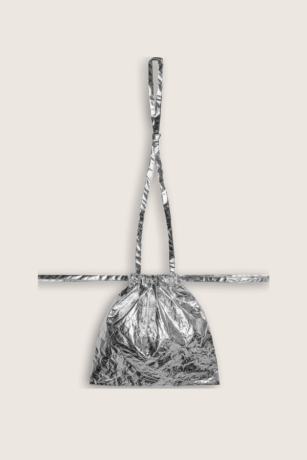 Drawstring Bag with Strap SS 30 Silver