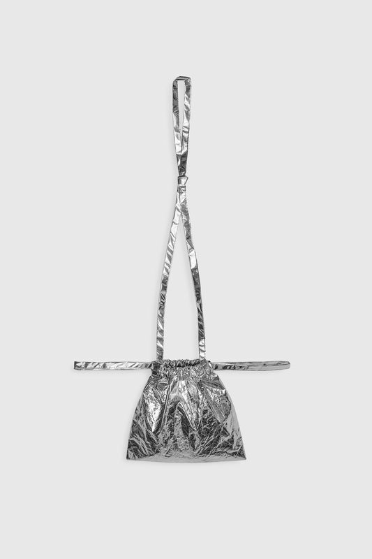 Drawstring Bag with Strap XS 22 Silver