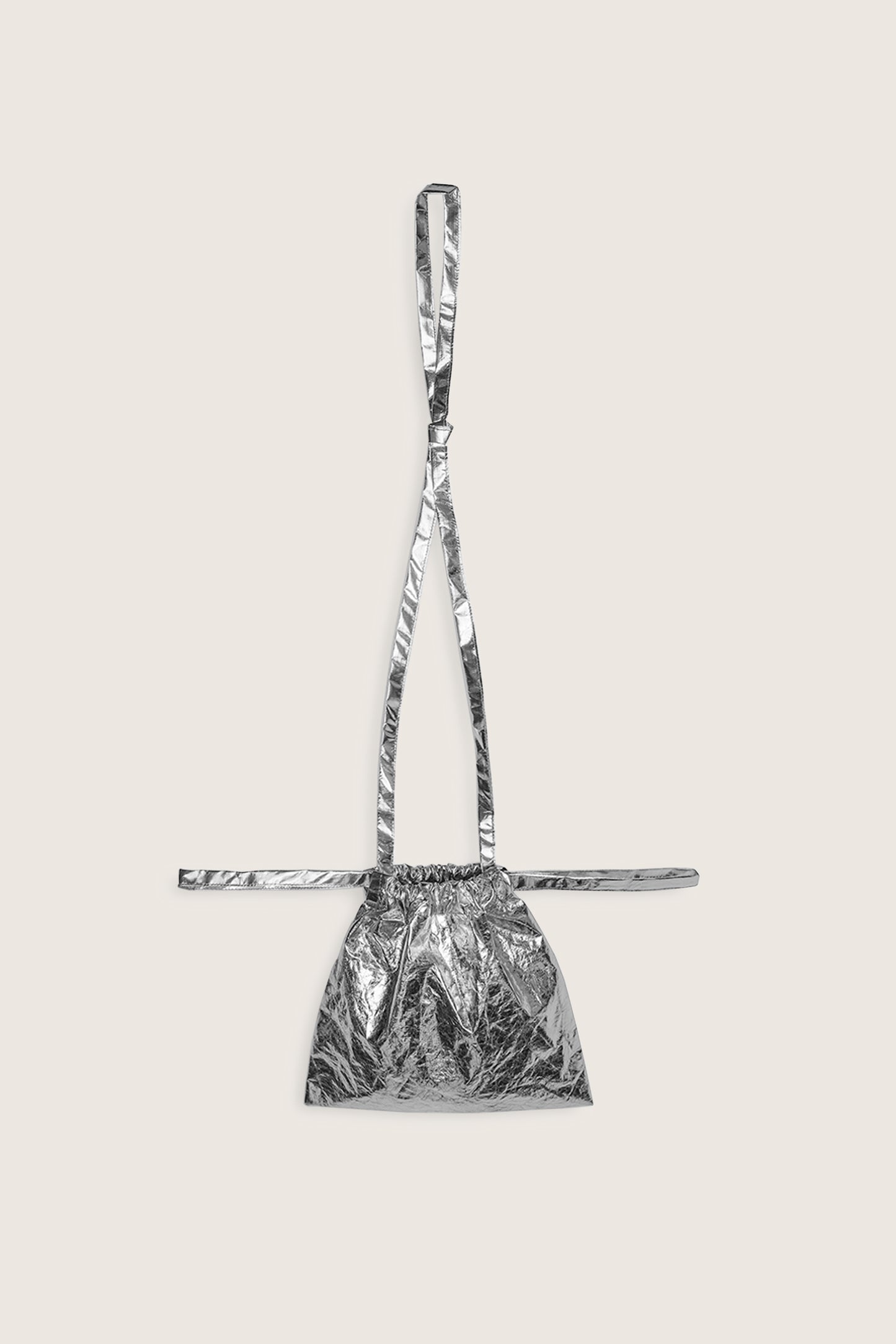 Drawstring Bag with Strap XS 22 Silver